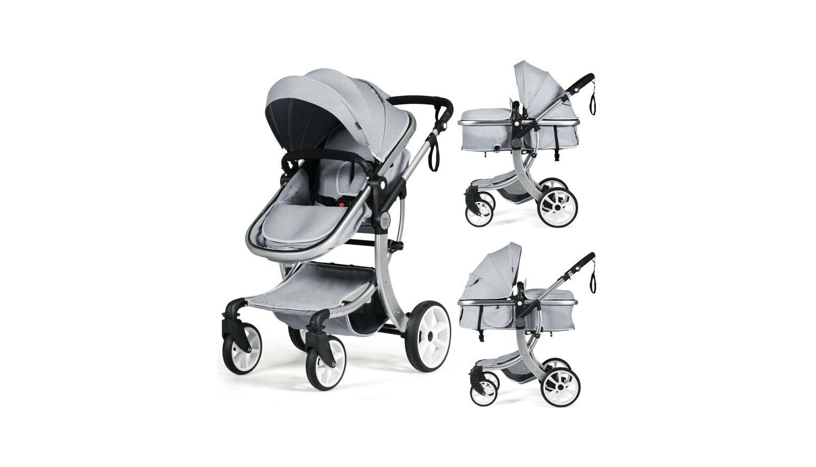 Folding Aluminum Infant Reversible Stroller with Diaper Bag