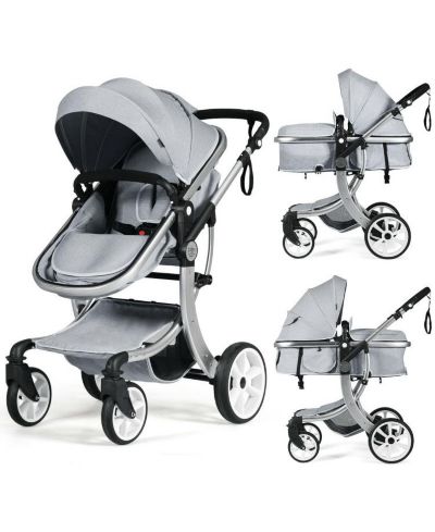Folding Aluminum Infant Reversible Stroller with Diaper Bag