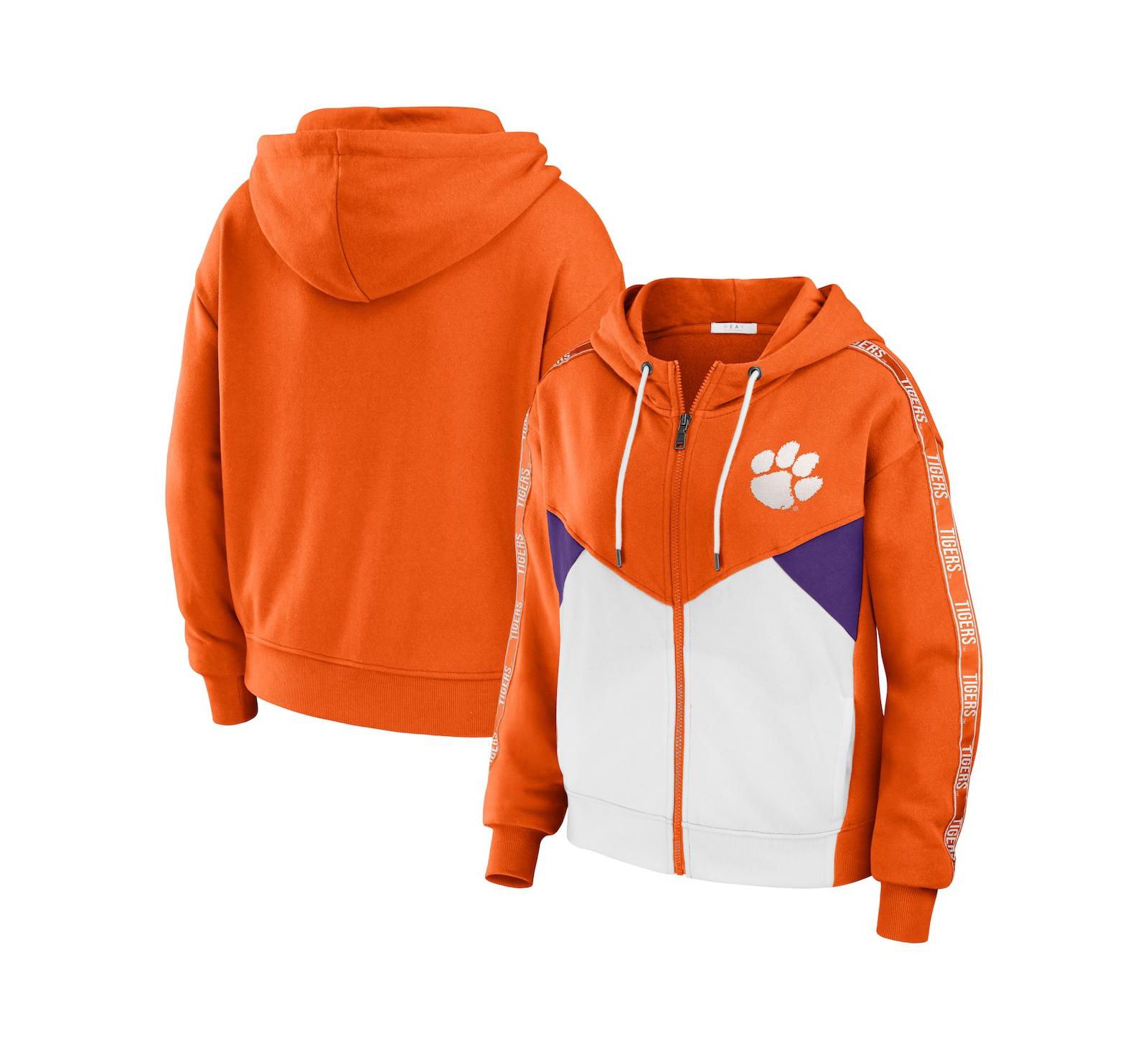 Женское худи-куртка WEAR by Erin Andrews Orange Clemson Tigers Colorblock Full-Zip