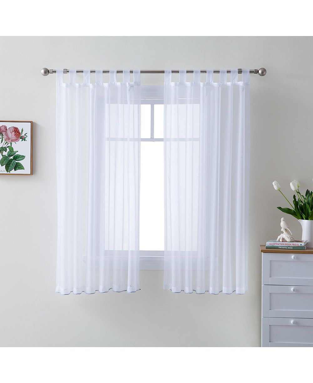 HLC.ME Tab Top Window Curtain Sheer Voile Panels for Living Room & Bedroom, Set of 2