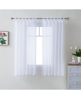 HLC.ME Tab Top Window Curtain Sheer Voile Panels for Living Room & Bedroom, Set of 2
