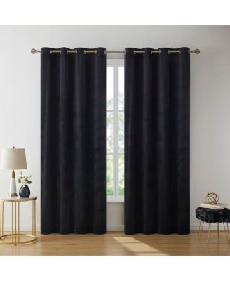 HLC.ME Sawyer Premium Luxurious Lush Velvet Soft Light Filtering Grommet Window Curtains - Set of 2 Panels