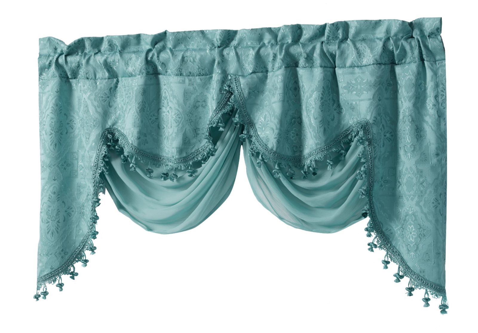 Занавеска Kate Aurora Georgina Ultra Luxurious Raised Jacquard And Fringed Trimmed, 52"W x 28 "L
