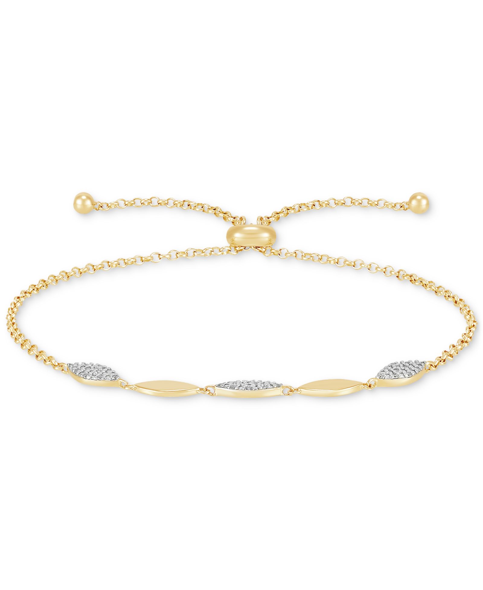 Браслет-боло Diamond Link в позолоте 14k Gold-Plated Sterling Silver, 1/10 ct. t.w.