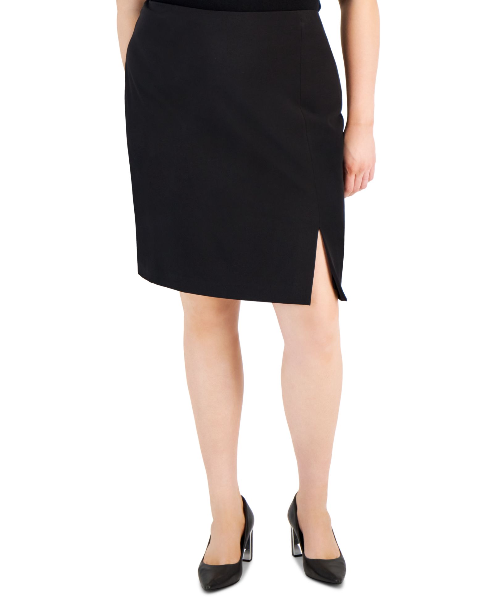 Tahari ASL Plus Size Slit-Front Zip-Back Pencil Skirt