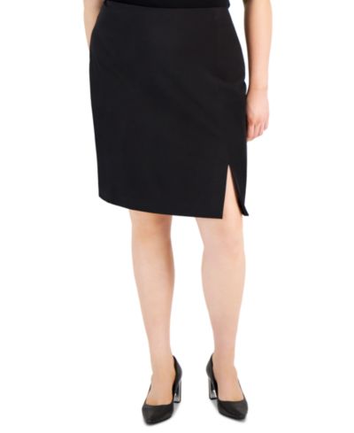 Tahari ASL Plus Size Slit-Front Zip-Back Pencil Skirt