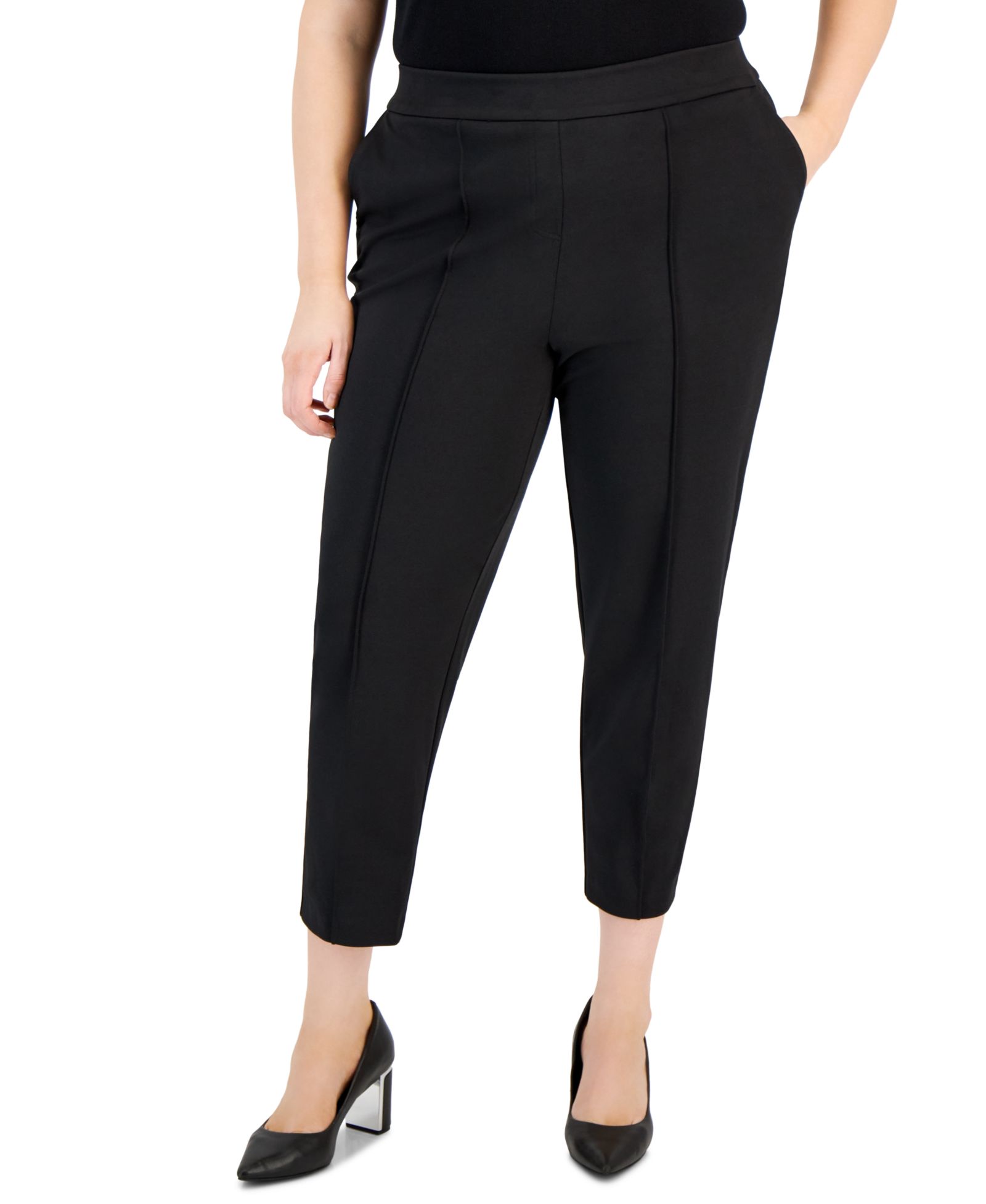 Tahari ASL Plus Size Ponte Mid-Rise Front-Seamed Pants