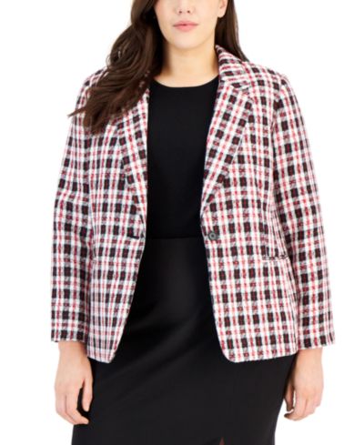 Tahari ASL Plus Size клетчатый блейзер с длинным рукавом
