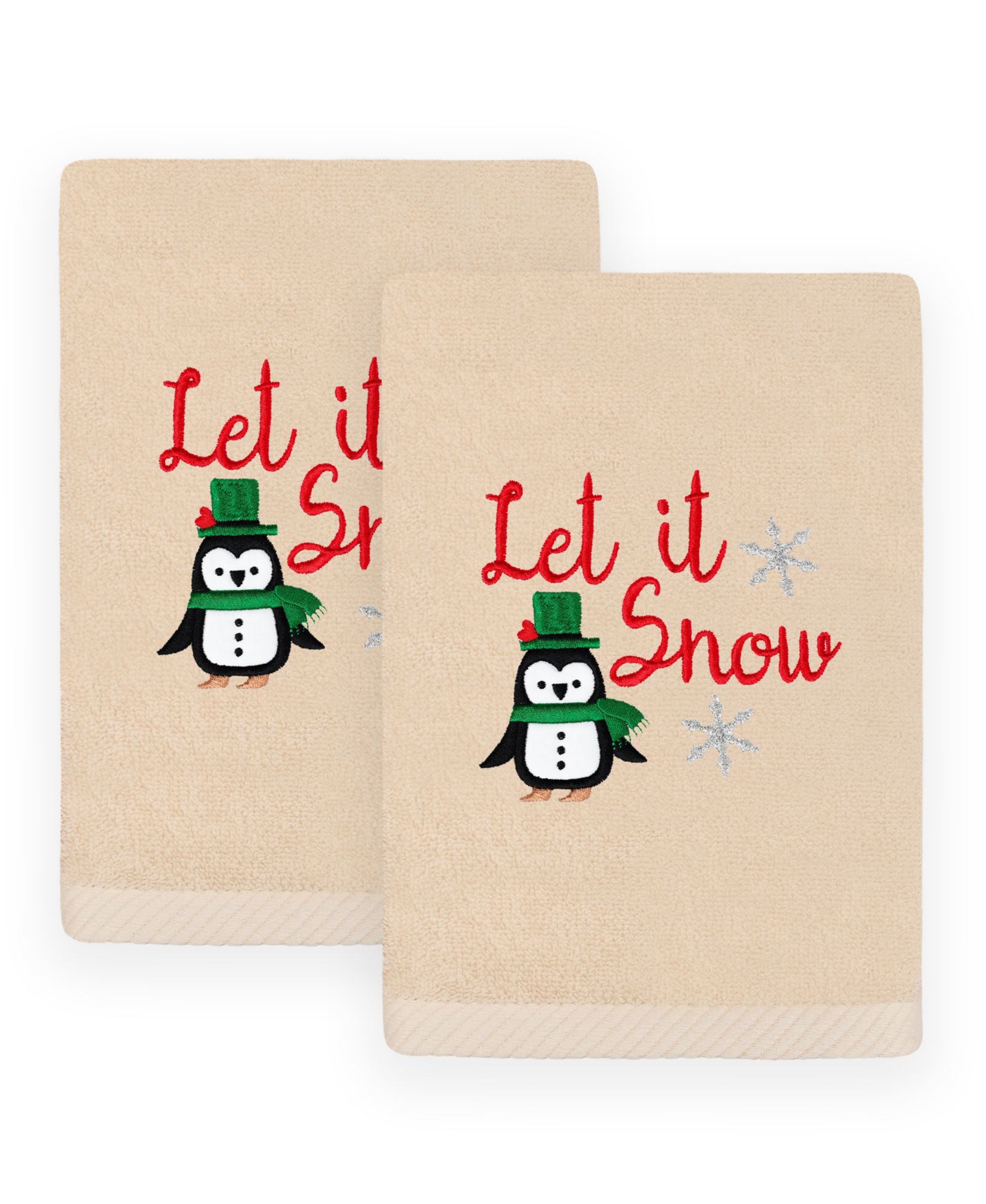 Набор из 2 полотенец для рук Linum Home Christmas Let It Snow, 100% Turkish Cotton