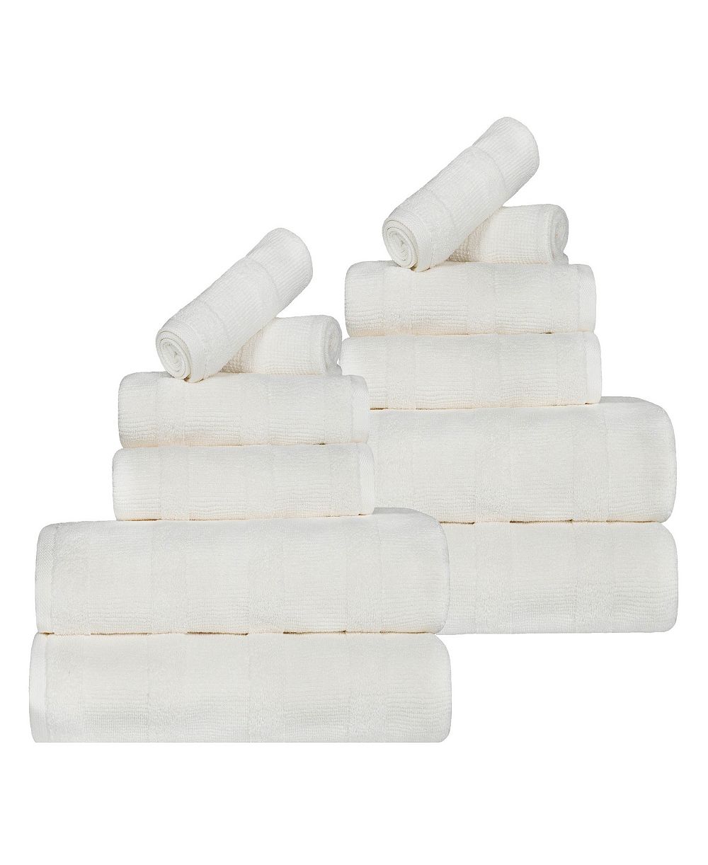 Набор полотенец Superior Roma Ribbed Turkish Cotton Quick-Dry Solid Assorted Highly Absorbent 12 Piece