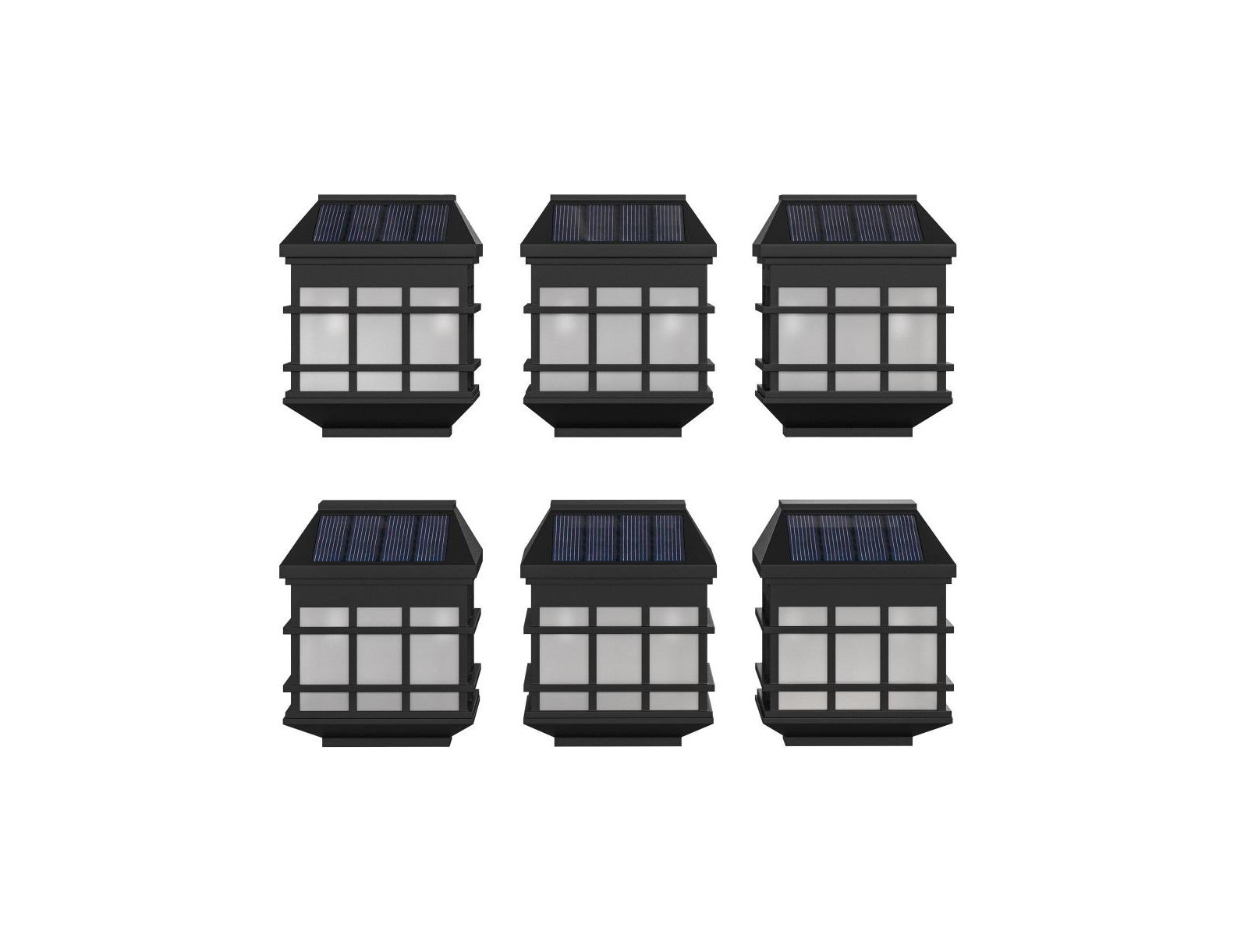 Wall Mount Led Solar Powered Fence And Deck Lights - All-Weather Decorative Solar Lights - Set Of 6