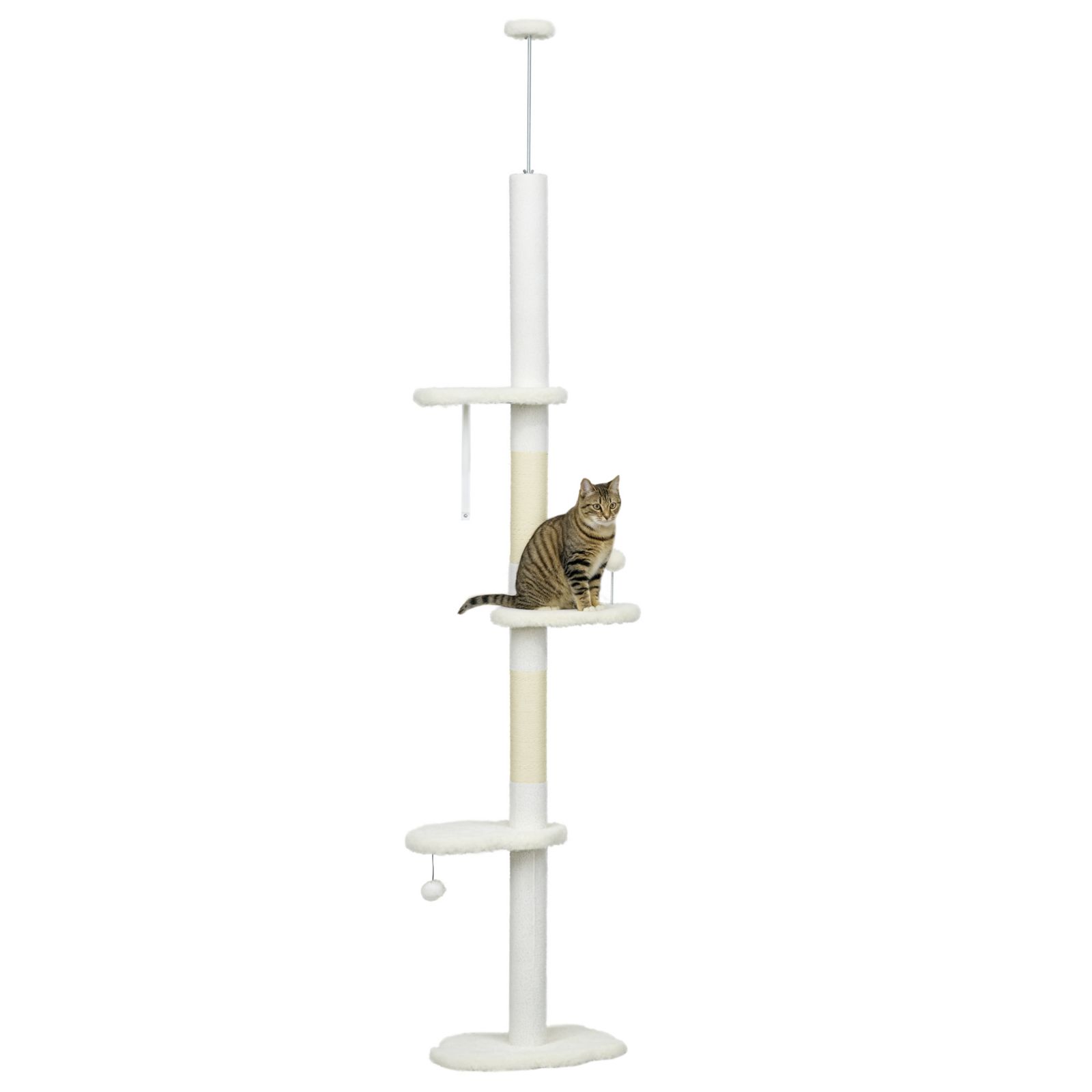 PawHut 8.4' Floor to Ceiling Cat Tree, Adjustable Height,