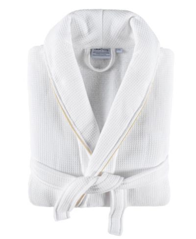 Linum Home Unisex Waffle Weave Terry 100% Turkish Cotton Bathrobe with Satin Piped Trim