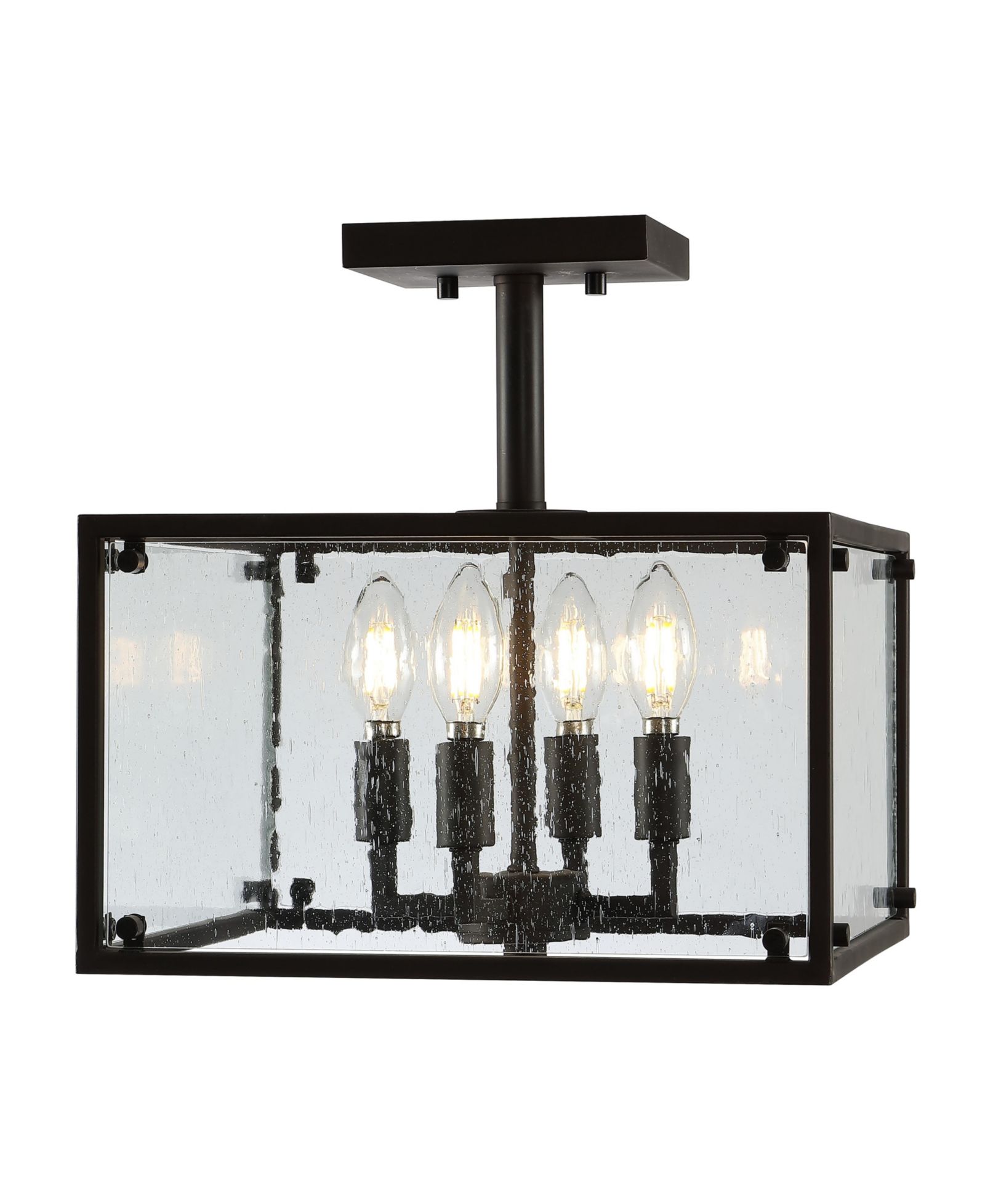 Paysan Iron/Seeded Glass Rustic Farmhouse LED Flush Mount