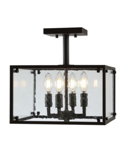 Jonathan Y Настенный светильник Paysan Iron/Seeded Glass Rustic Farmhouse LED Flush Mount
