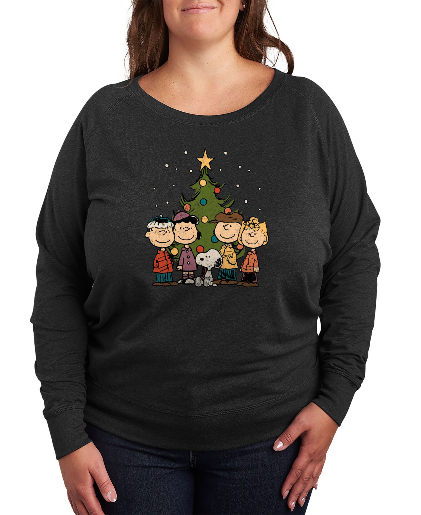 Длинный джемпер Air Waves Trendy Plus Size Snoopy Christmas Tree Graphic