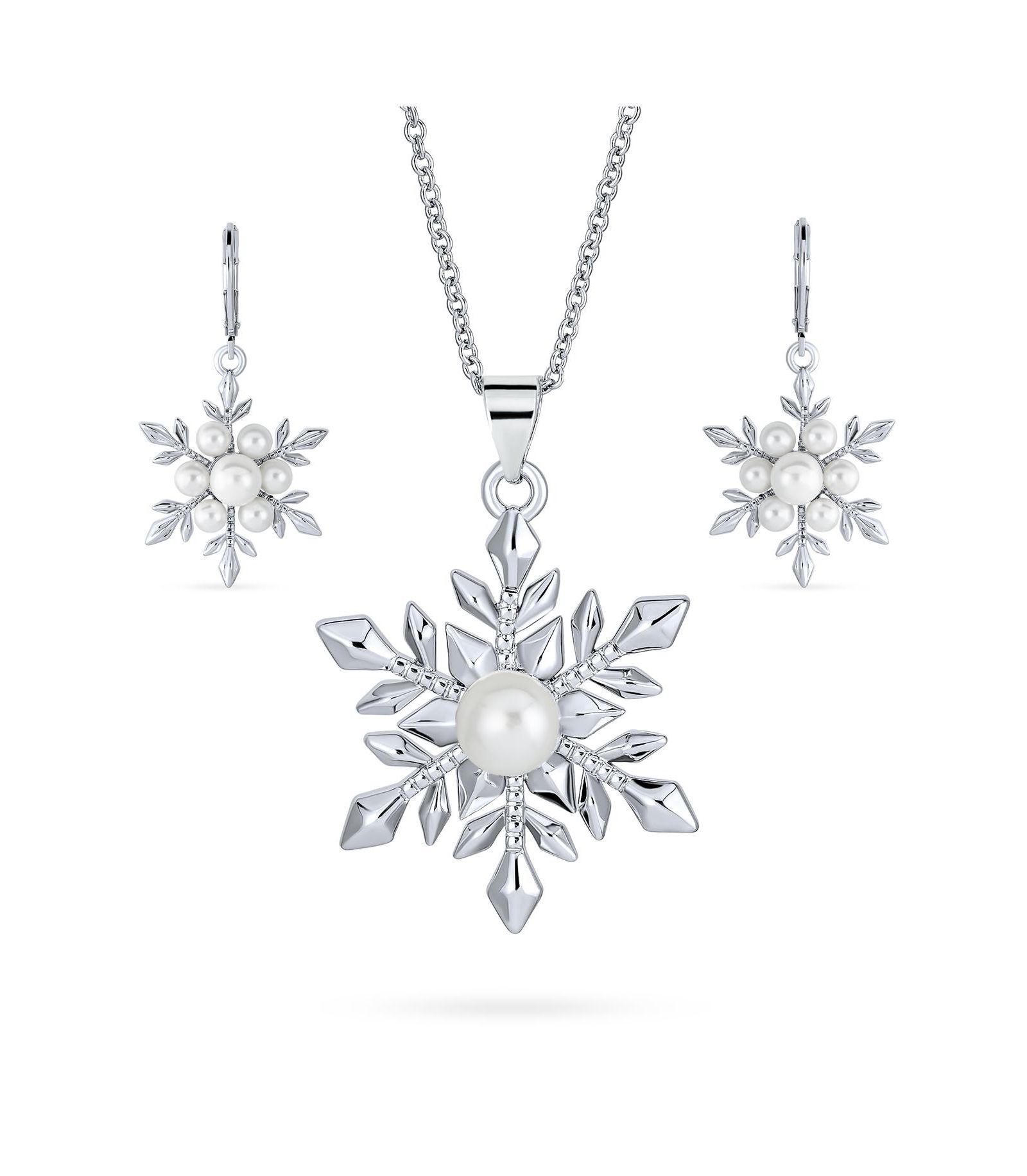 Набор украшений Bling Jewelry White Simulated Pearl Snowflake