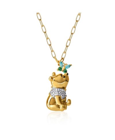 Подвеска Disney Winnie the Pooh Gold-Plated Butterfly and Pooh с цепочкой Paper Clip, 18''
