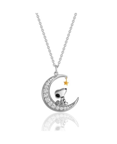 Peanuts Женское ожерелье Snoopy Moon с кубическим цирконием, 18''