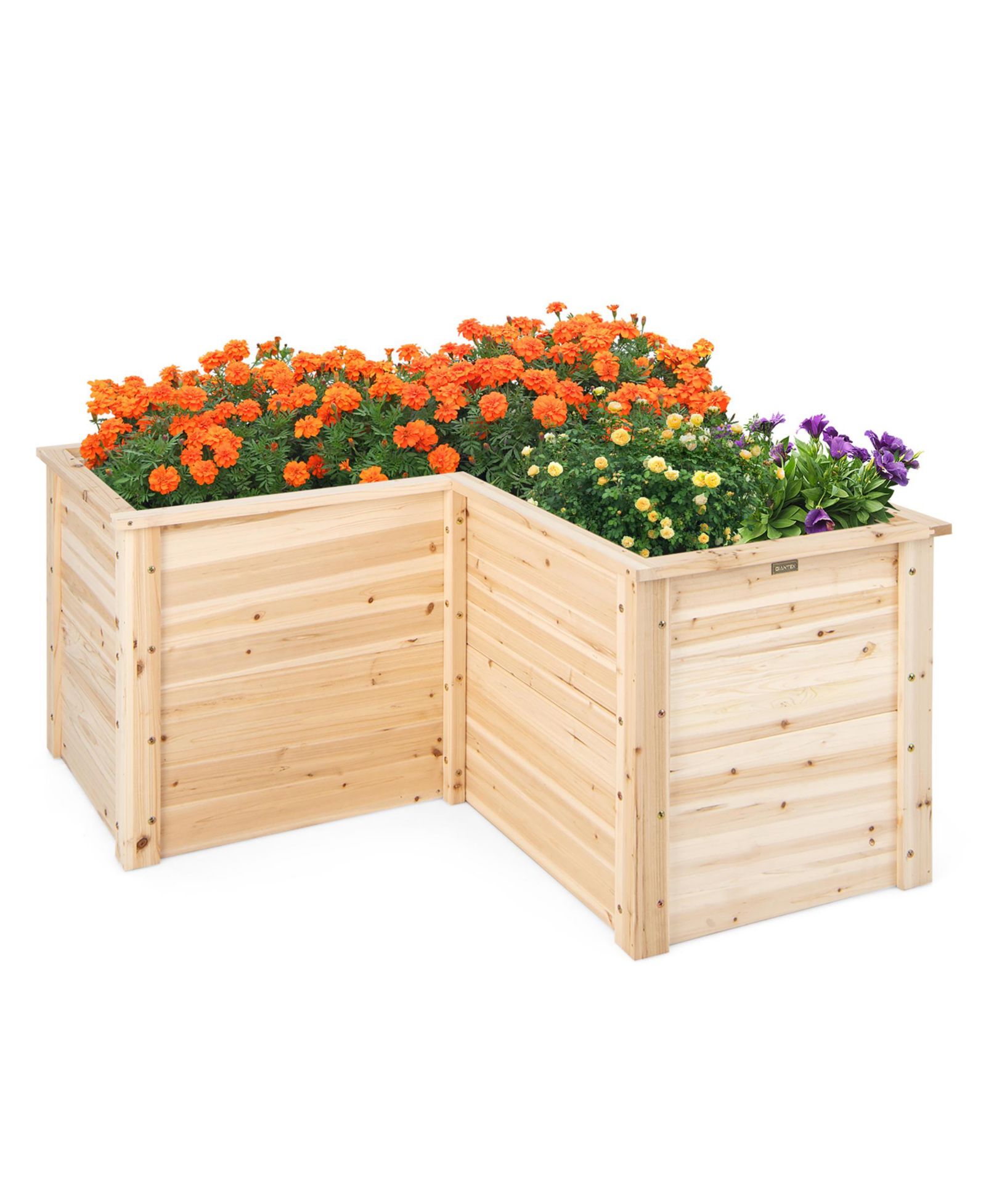 L-Shaped Deep Root Planter Box Wooden Raised Garden Bed with
