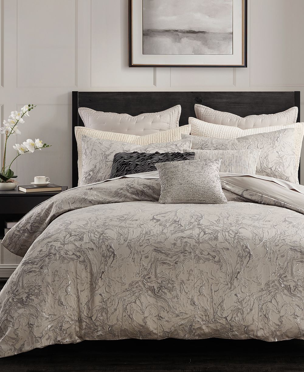 Пододеяльник Donna Karan Home Liquid Marble Platinum King