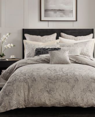Donna Karan Home Liquid Marble Platinum Duvet Cover, King