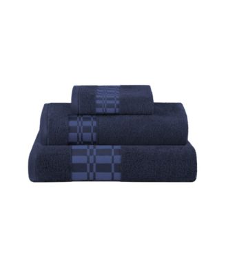 Superior Larissa Geometric Embroidered Jacquard Border Cotton 3-Pc. Bath Towel Set