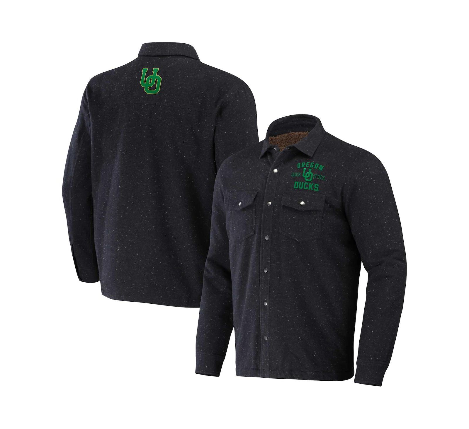 Мужская куртка-рубашка Darius Rucker Collection by Fanatics Heather Charcoal Oregon Ducks Sherpa-Lined Full-Snap Shacket