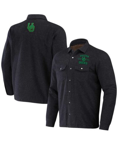 Мужская куртка-рубашка Darius Rucker Collection by Fanatics Heather Charcoal Oregon Ducks Sherpa-Lined Full-Snap Shacket