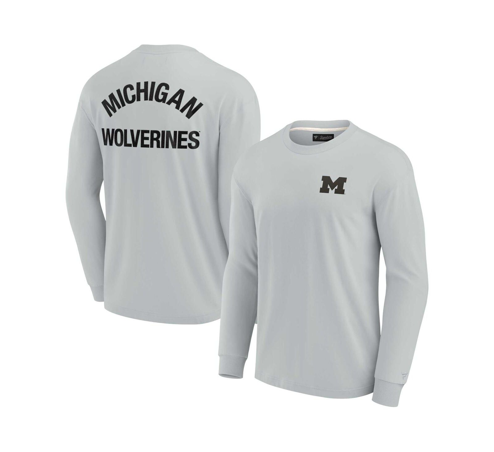 Мужская и женская футболка Fanatics Signature Super Soft Long Sleeve Gray Michigan Wolverines
