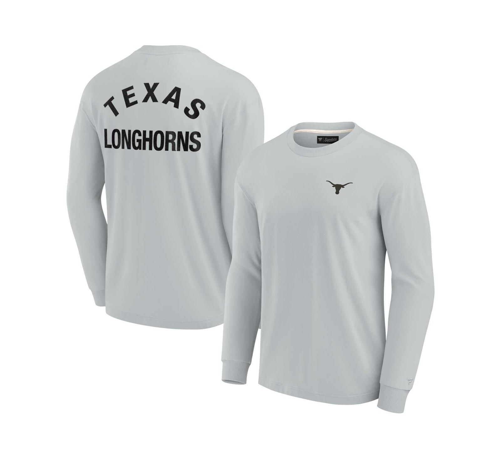 Fanatics Signature Мужские и Женские мягкие лонгслив T-shirt Texas Longhorns серого цвета