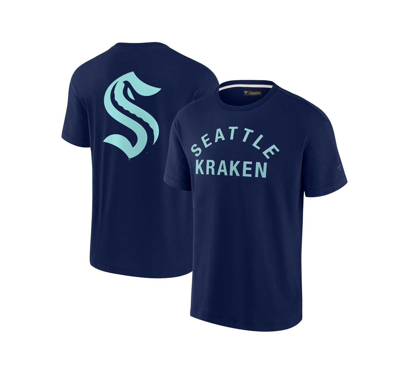 Мужская и женская футболка Fanatics Signature Deep Sea Blue Seattle Kraken Super Soft с коротким рукавом