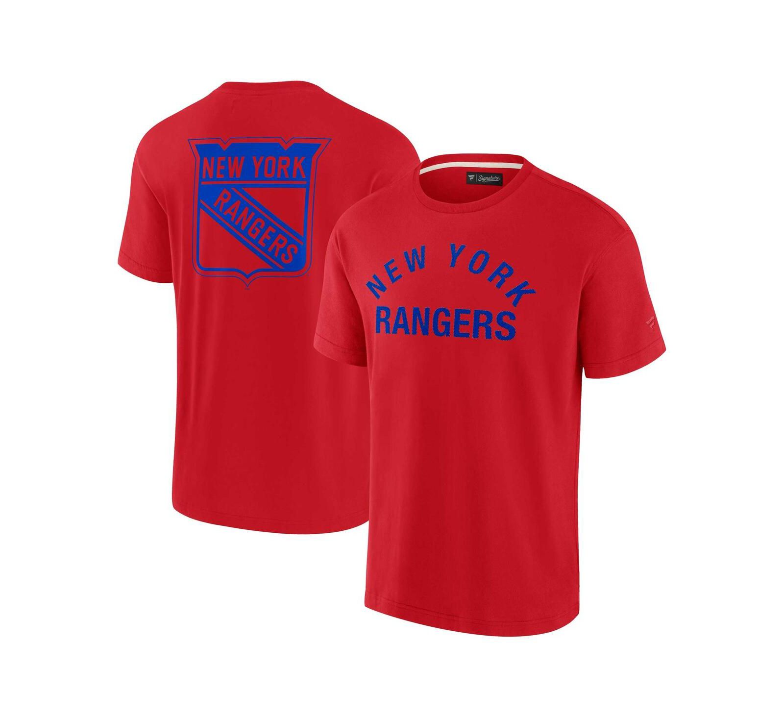 Мужская и женская футболка Fanatics Signature Super Soft с коротким рукавом, красная, New York Rangers