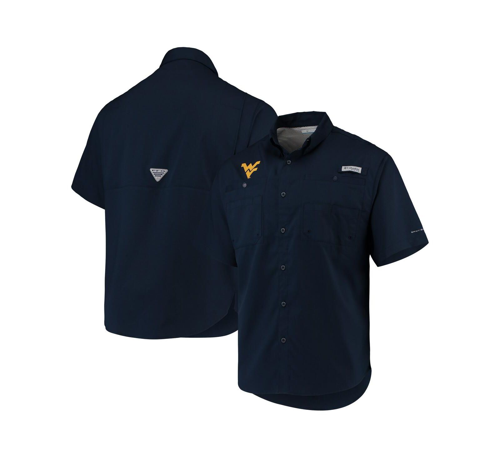 Мужская рубашка Columbia Navy West Virginia Mountaineers PFG Tamiami Omni-Shade