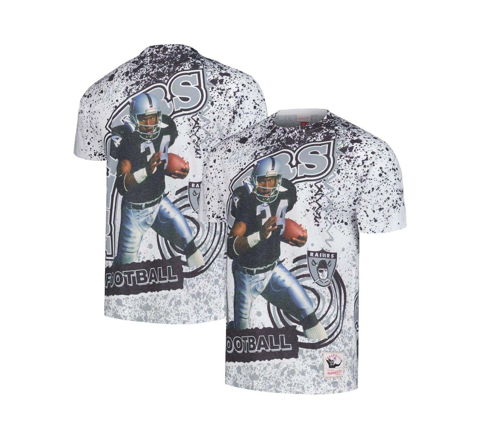Men's Mitchell & Ness Bo Jackson White Las Vegas Raiders Retired Player Name and Number Burst T-shirt