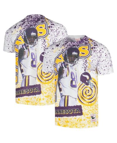 Мужская футболка Mitchell & Ness Randy Moss White Minnesota Vikings Retired Player Name and Number Burst