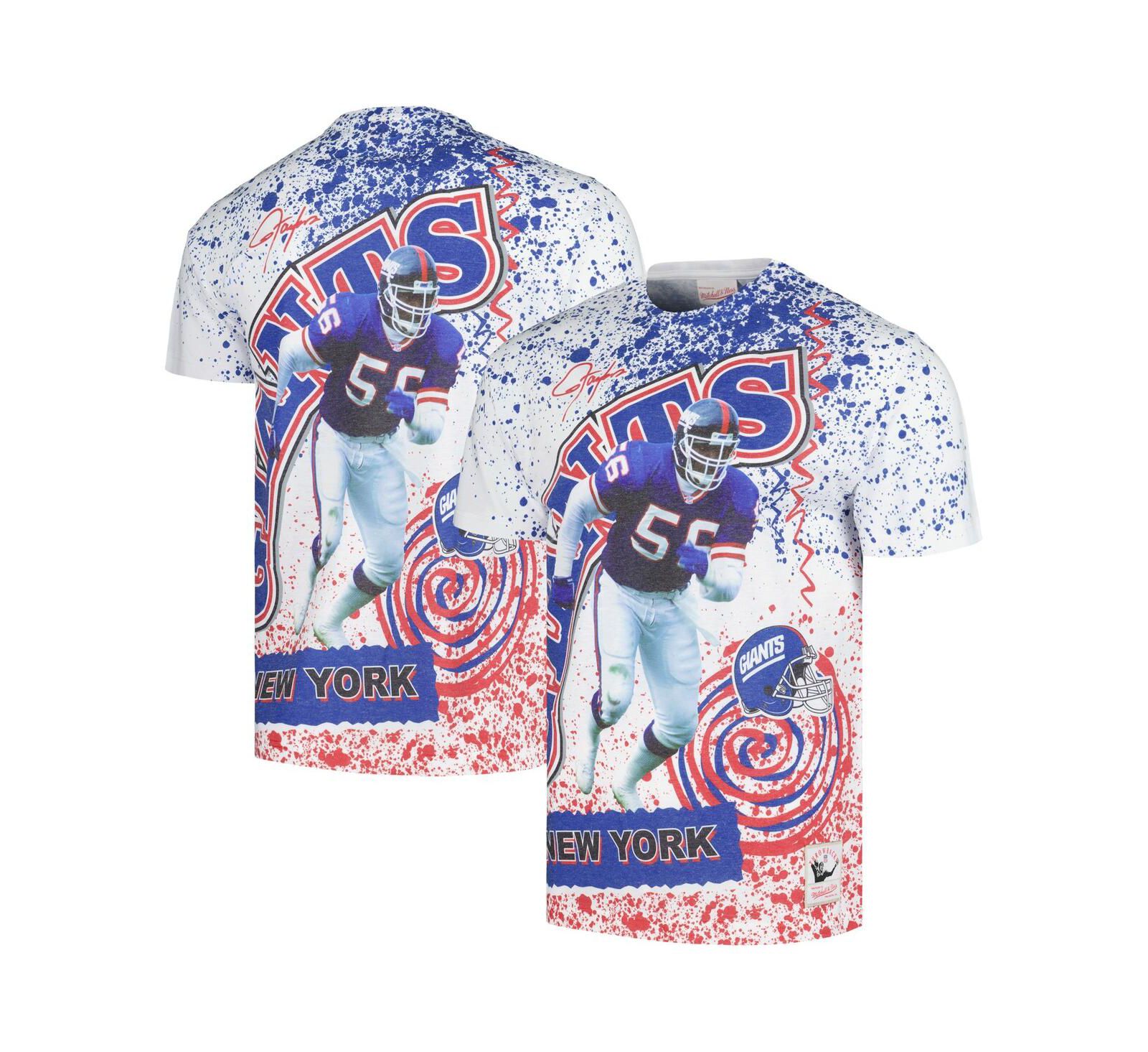 Men's Mitchell & Ness White New York Giants Retired Player Name and Number Burst T-shirt