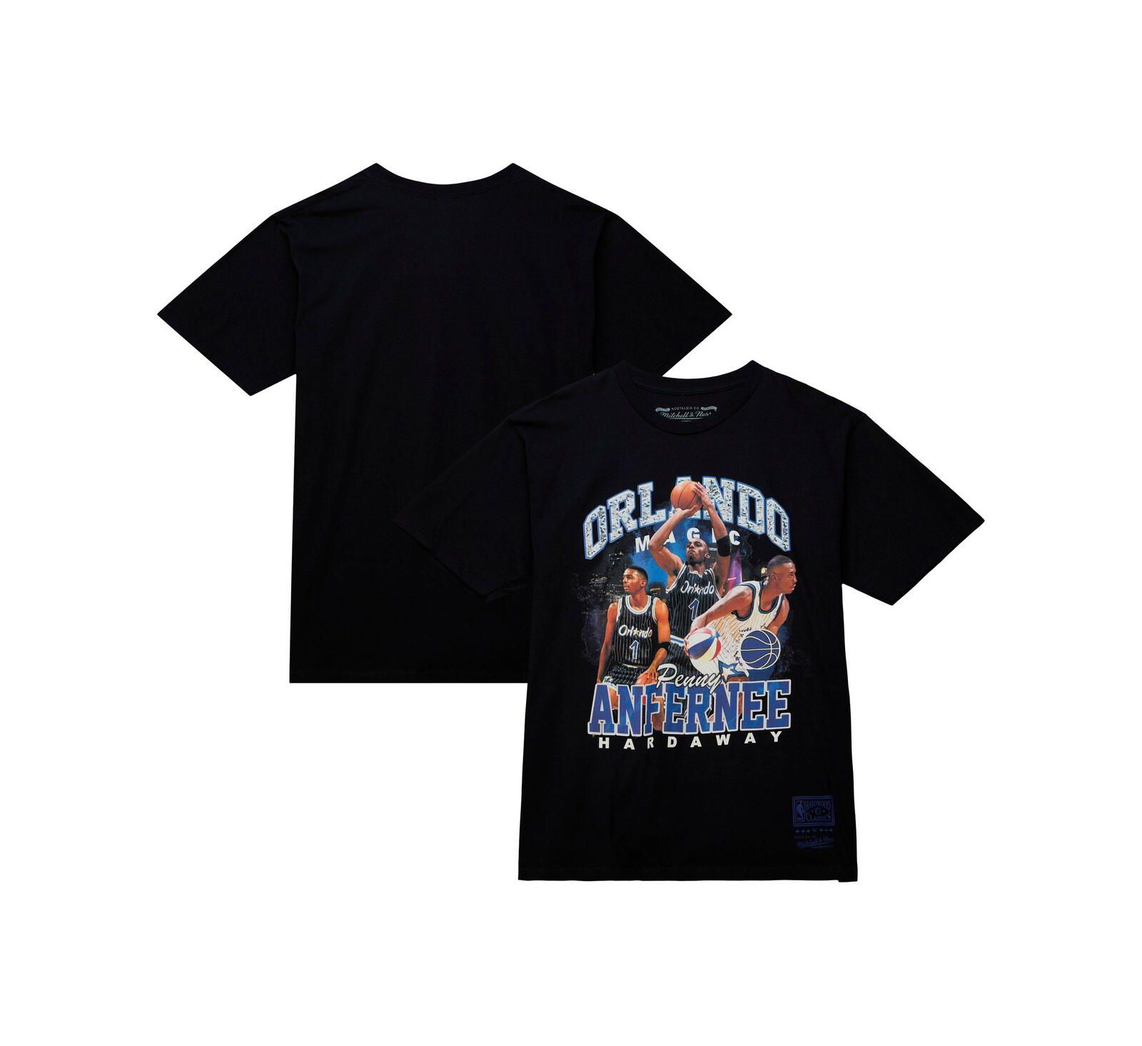 Men's Mitchell & Ness Penny Hardaway Black Orlando Magic Hardwood Classics Bling Concert Player T-shirt