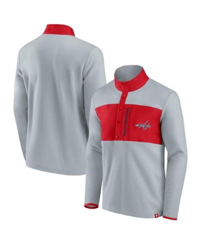 Мужская куртка Fanatics Gray, Red Washington Capitals Omni Polar Fleece Quarter-Snap