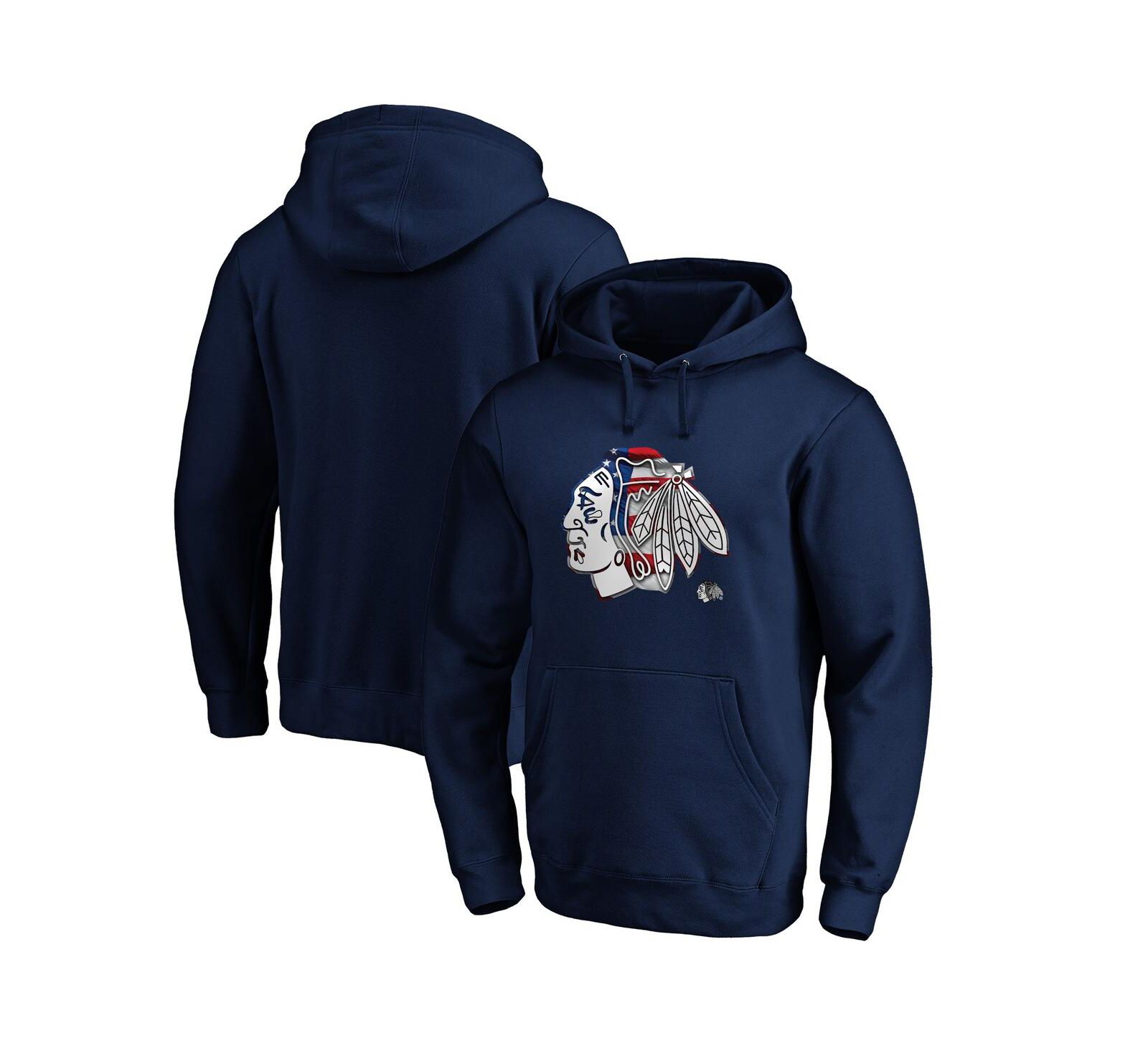 Мужское худи Fanatics Chicago Blackhawks Navy, с логотипом Banner Wave