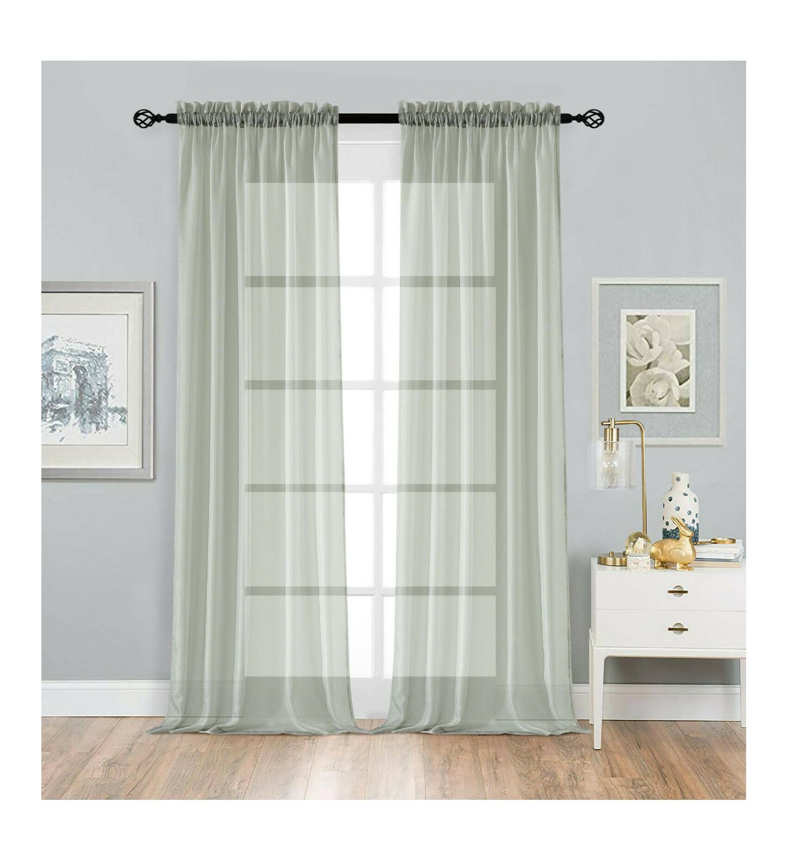 Тюлевые занавески Kate Aurora 2 Pack Basic Home Rod Pocket Sheer Voile Window Curtains