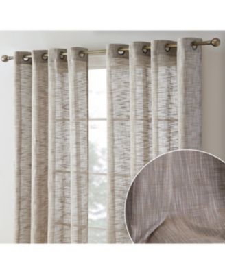 HLC.ME Madison Faux Linen Textured Semi Sheer Privacy Sun Light Filtering Transparent Window Grommet Long Thick Curtains Panels, Set of 2