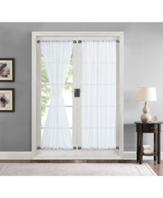HLC.me Sheer Voile French Door Patio Sidelight Window Treatment Curtain Panels with Tieback for Kitchen - 2 Panels