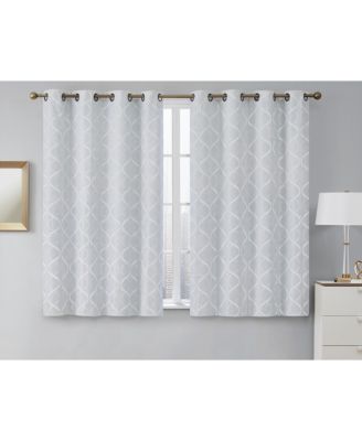 HLC.me Versailles Lattice Flocked Complete Blackout Thermal Insulated Window Curtain Grommet Panels, Energy Savings & Soundproof - Set of 2