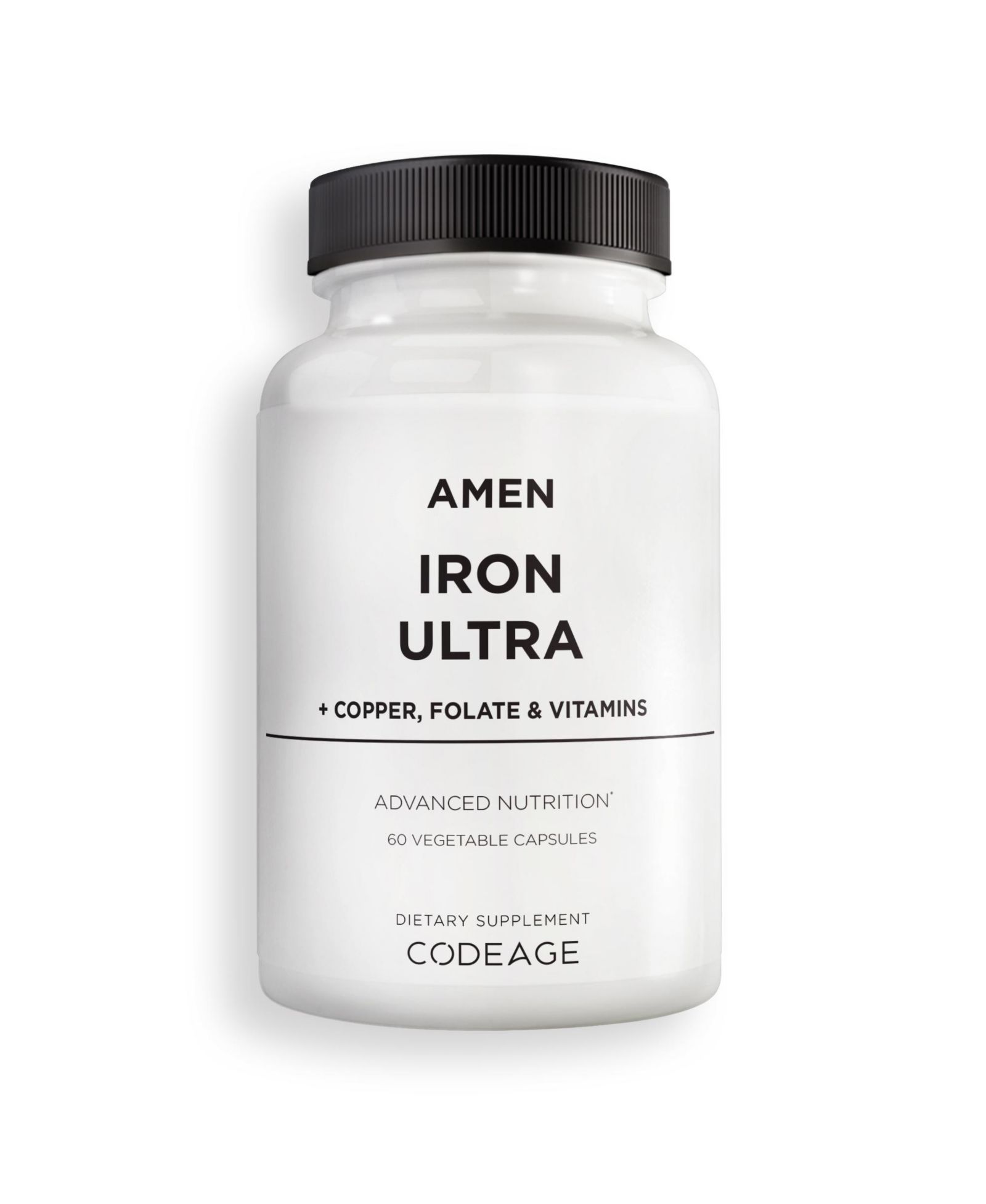 Amen Iron Ultra добавка + медь, фолат, витамин C и витамин B12, железо 65mg на порцию, фолиевая кислота, 60 капсул