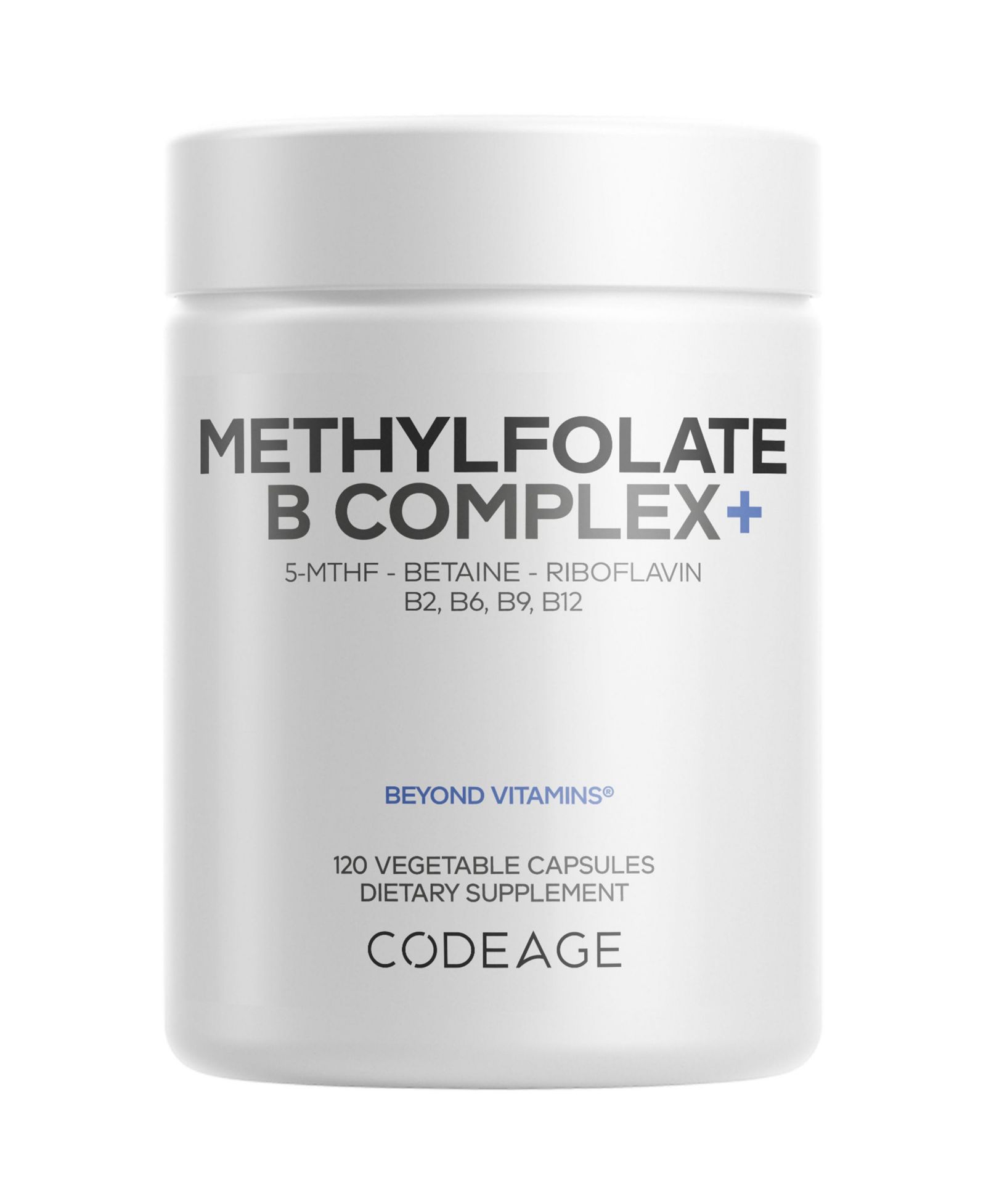 Добавки Codeage Methylfolate B Complex, Methylcobalamin 1000mcg Methylated Vitamin B12, Riboflavin, Betaine, Methylation Cycle MTHFR 125 капсул
