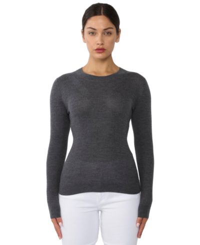 Женский джемпер JENNIE LIU Tissue Weight Cashmere Silk Rib-knit Crewneck Sweater