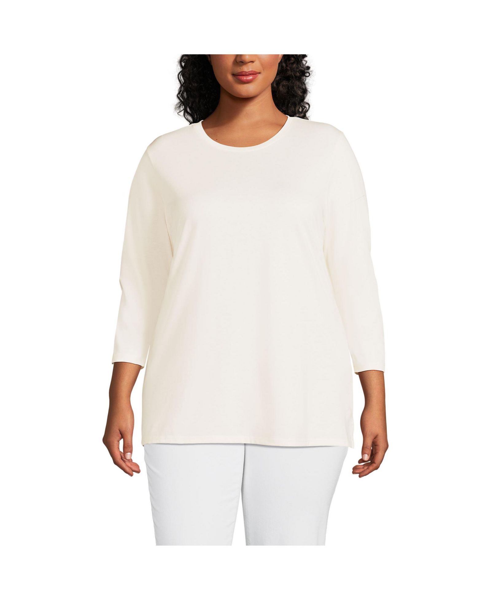 Lands' End Plus Size 3/4 Sleeve Cotton Supima Tunic Top