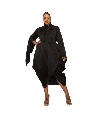 L I V D Plus Size Tina Tulip Hem Cape Sleeve Pocket Dress
