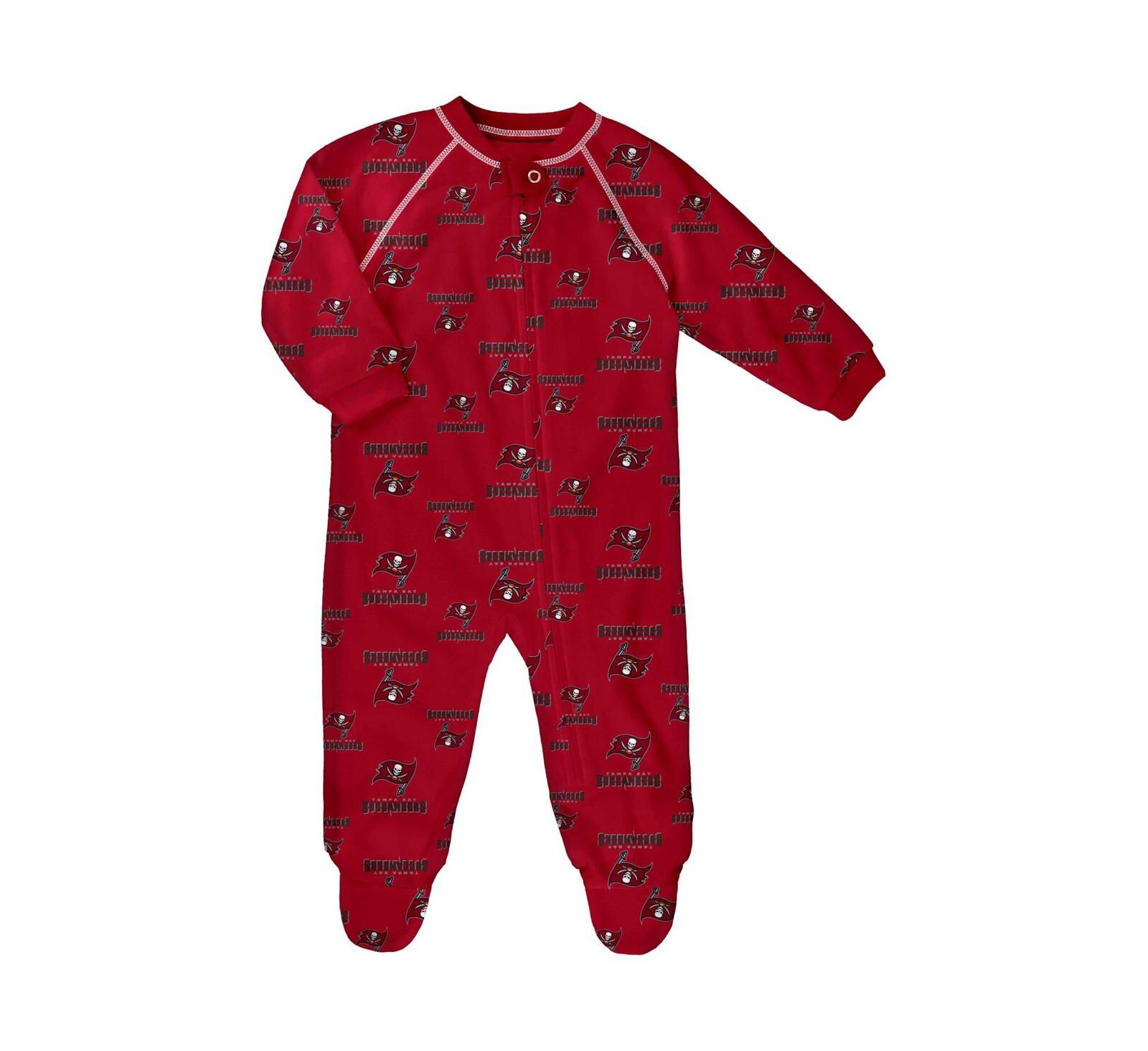 Baby Boys and Girls Red Tampa Bay Buccaneers Allover Print Raglan Full-Zip Jumper